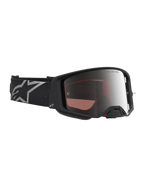 Alpinestars Óculos Supertech Vesta, óculos de motocross pretos mate com lente espelhada prateada de alta definição.