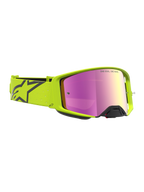Óculos Alpinestars Supertech Vesta para motocross, unissexo, armação amarelo fluo e preto com lente rosa espelhada
