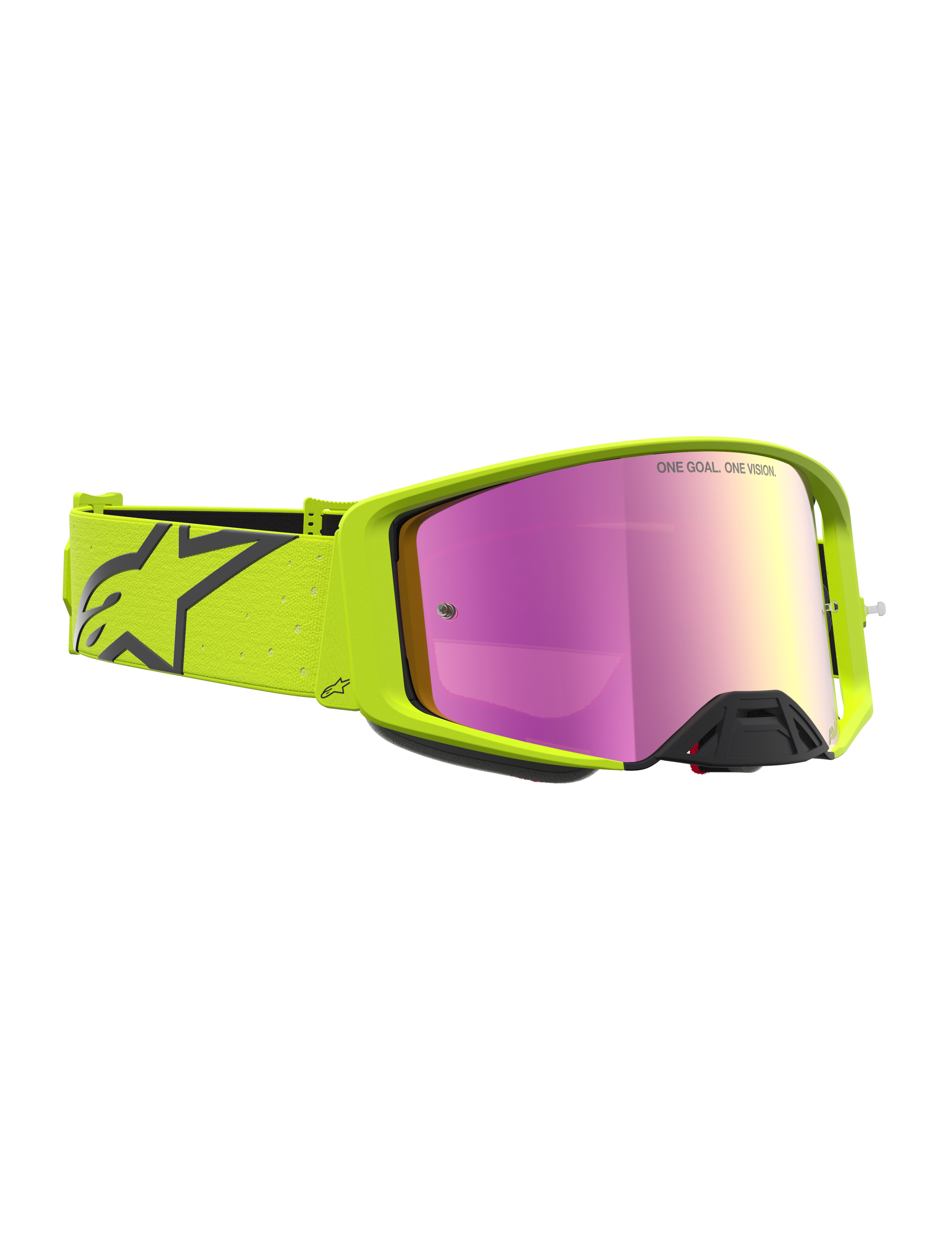 Óculos Alpinestars Supertech Vesta para motocross, unissexo, armação amarelo fluo e preto com lente rosa espelhada