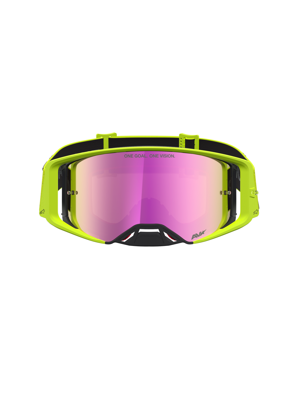 Alpinestars Supertech Vesta, óculos de motocross para todo-o-terreno, amarelos fluo com lente rosa espelhada, visão nítida
