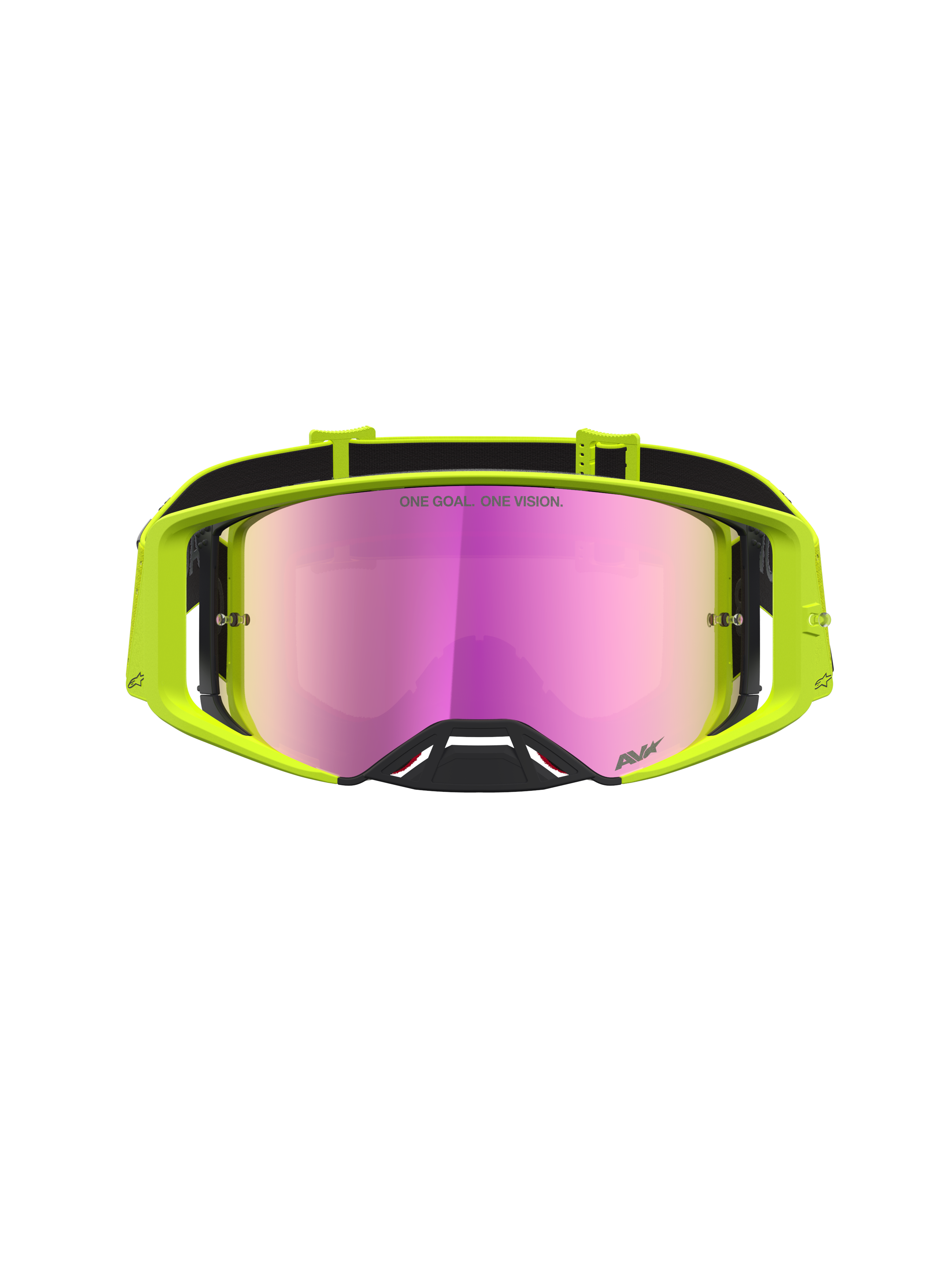 Alpinestars Supertech Vesta, óculos de motocross para todo-o-terreno, amarelos fluo com lente rosa espelhada, visão nítida