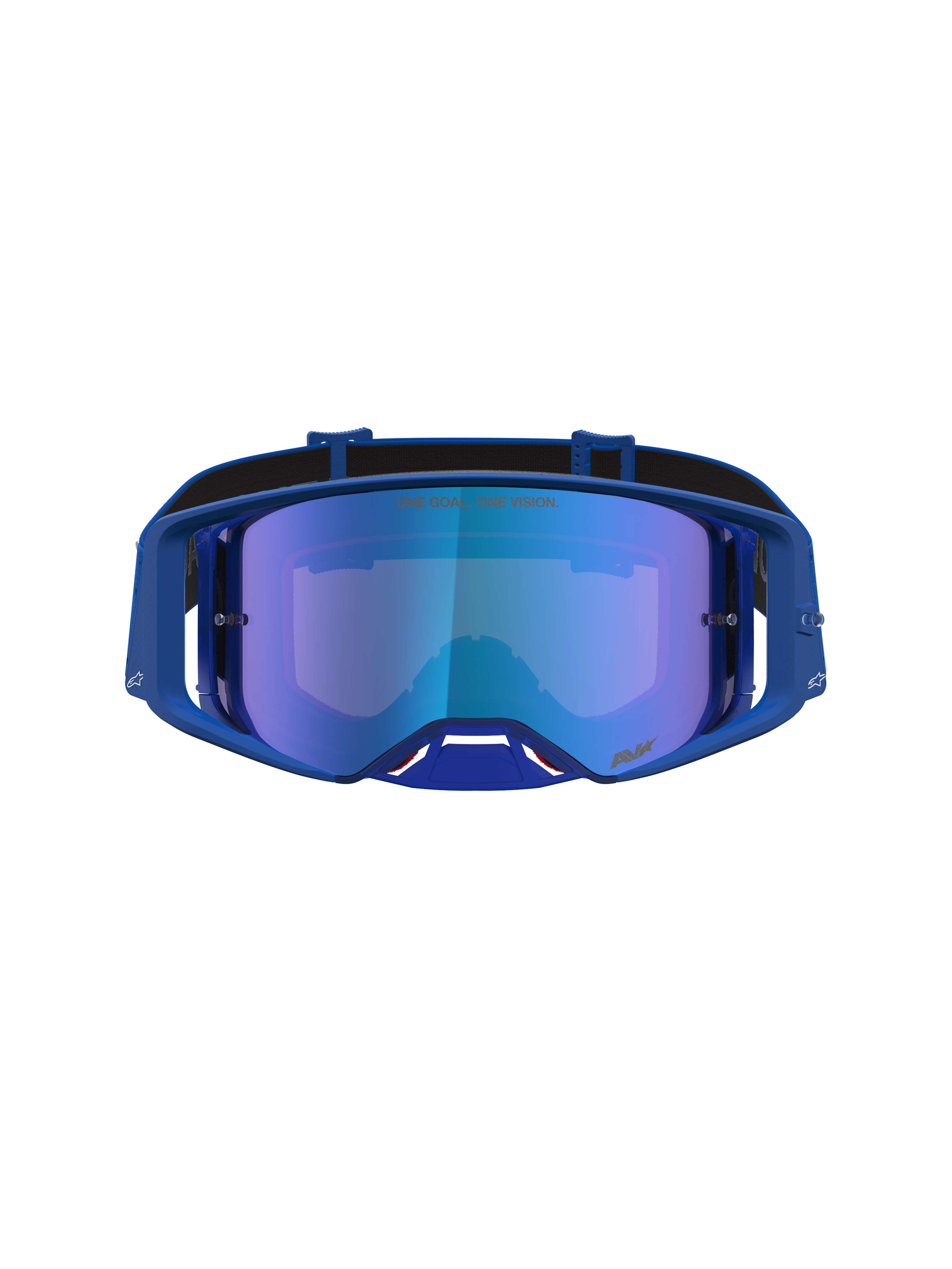 Alpinestars Supertech Vesta, óculos de motocross azuis com lente azul espelhada e armação ergonómica para todo-o-terreno