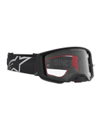 Alpinestars Supertech Vesta, óculos de motocross pretos e prateados com lente transparente ampla e estrutura leve