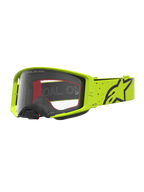 Alpinestars Supertech Vesta, óculos de motocross para performance de competição, amarelos fluorescentes e pretos, lente transparente, visão clara e gestão de humidade.