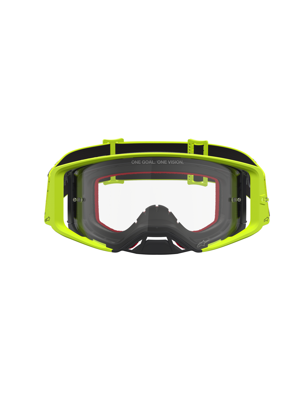 Alpinestars Supertech Vesta, óculos de motocross, amarelos fluorescentes e pretos, lente transparente antiembaciamento.