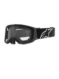 Óculos Alpinestars Vision 8 Corp - Dual Pane, óculos de motocross, armação preta com lente dupla transparente, correia larga preta com o logótipo de estrela da Alpinestars proeminente a branco, design de performance com entradas de ventilação para corridas de todo-o-terreno