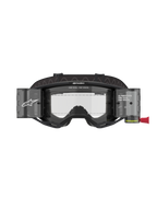 Alpinestars Vision 8 Corp Goggles Roll Off, óculos de motocross, armação preta com lente transparente, com sistema roll-off integrado com recipientes translúcidos e alça preta larga com logótipo, proteção ocular profissional de competição