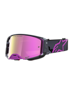 Alpinestars Supertech Lone Edição Limitada, óculos de motocross com armação em roxo camuflado, lente espelhada em rosa e tira com logótipo Astars