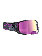 Óculos Supertech Lone Edição Limitada Alpinestars, óculos de motocross em roxo camuflado com lente rosa espelhada, visão de elevado contraste e ventilação avançada