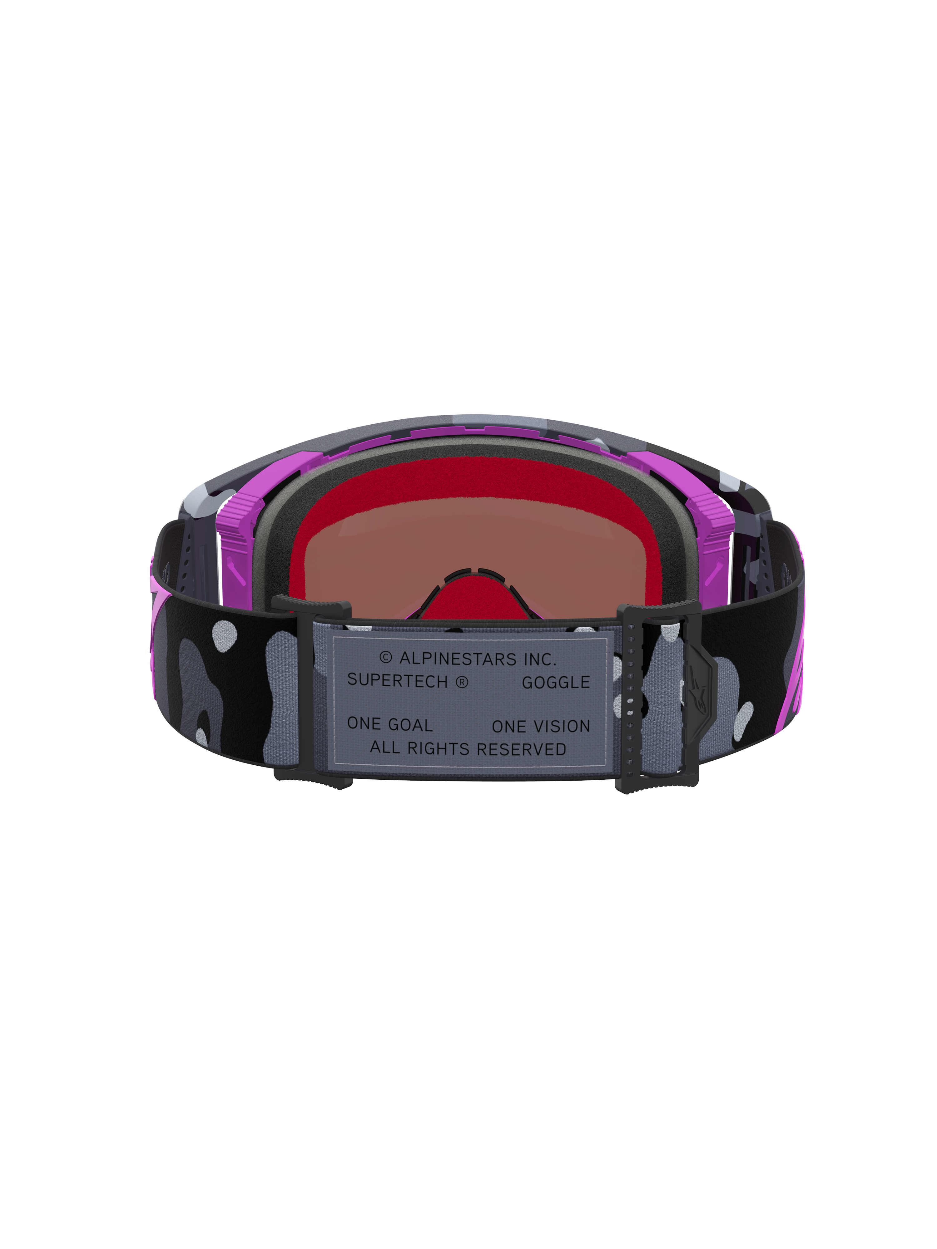 Alpinestars Óculos Supertech Lone Edição Limitada, óculos de motocross com tira camuflada e lente espelhada rosa, roxo e preto, visão de alto contraste
