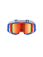Alpinestars Vision 8 Wordmark Goggles, Motocross Goggles, Blue and Orange with Red Mirror Lens, featuring a wide field of view and high-performance A-FLEX frame for off-road racing.