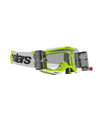 Alpinestars Vision 8 Wordmark Goggles Roll Off, óculos de motocross, armação branca e amarelo fluorescente, lente transparente com recipientes roll-off integrados, correia tecida branca com logótipo preto, óculos de alto desempenho para todo-o-terreno