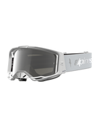 Alpinestars Vision 8 Amber, óculos de motocross brancos e prateados com lente espelhada prateada anti-embaciamento