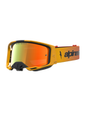 Alpinestars Vision 8 Amber Mirror Goggles for Motocross, featuring a yellow and red frame with a Mirror Red lens.