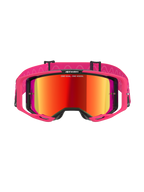 Alpinestars Vision 8 Corp Goggles, Motocross Goggles, Pink Mirror Red, featuring a pink A-FLEX frame and mirrored red lens, pink strap with white wavy patterns and logo, professional off-road racing eyewear