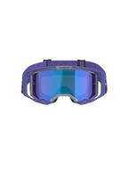 Alpinestars Vision 8 Corp Goggles, óculos de motocross, armação roxa com lente espelhada azul, correia roxa com padrão ondulado, proteção ocular de alto desempenho para corridas todo-o-terreno