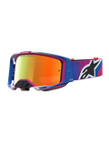 Alpinestars Vision 8 Maven, óculos de motocross, azuis e rosa, lente espelhada vermelha, armação A-FLEX leve