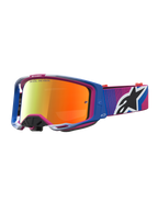 Alpinestars Vision 8 Maven, óculos de motocross, azuis e rosa, lente espelhada vermelha, armação A-FLEX leve
