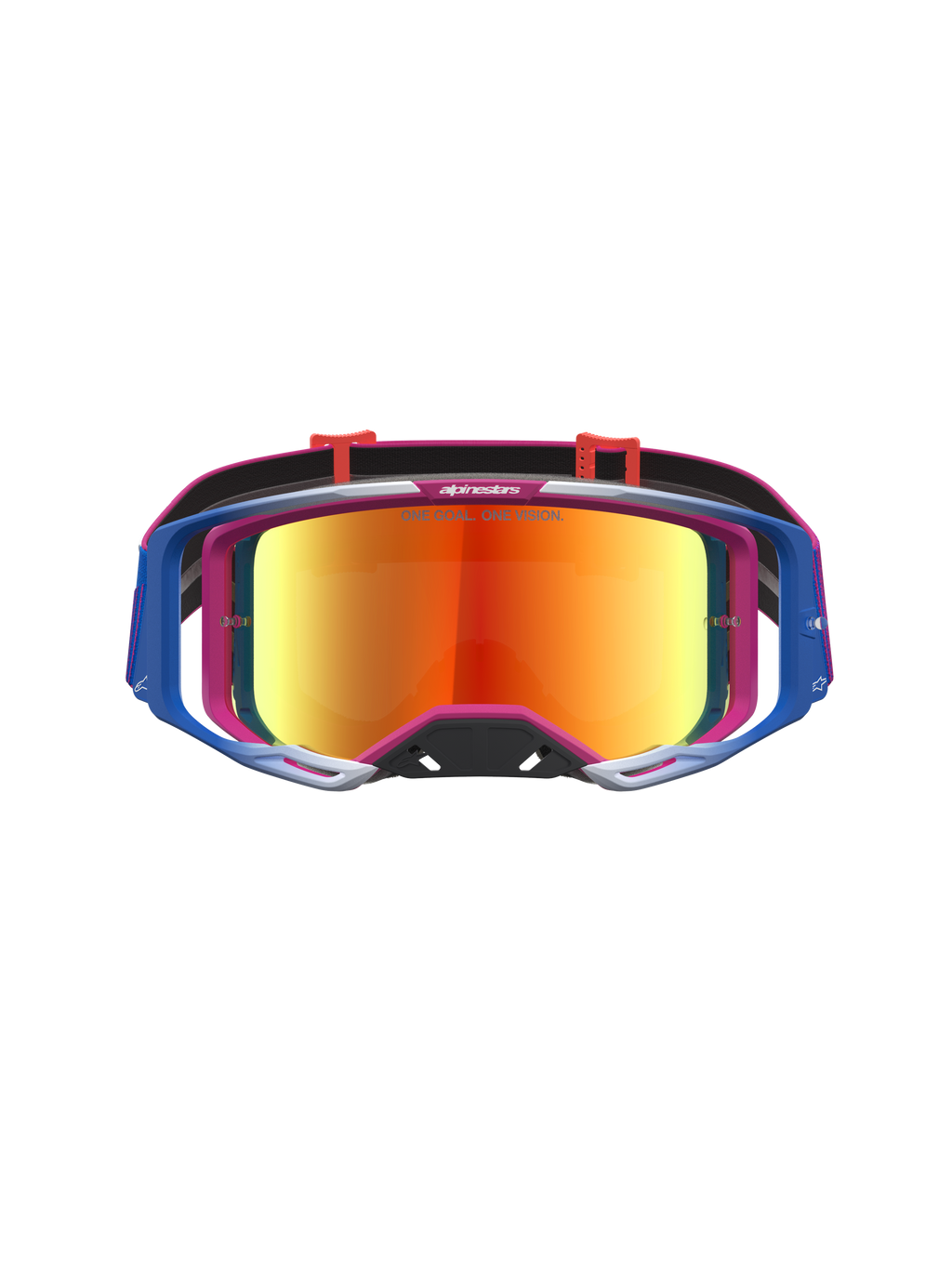 Alpinestars Vision 8 Maven, óculos de motocross, vermelhos e pretos com lente espelhada vermelha e armação A-FLEX flexível.