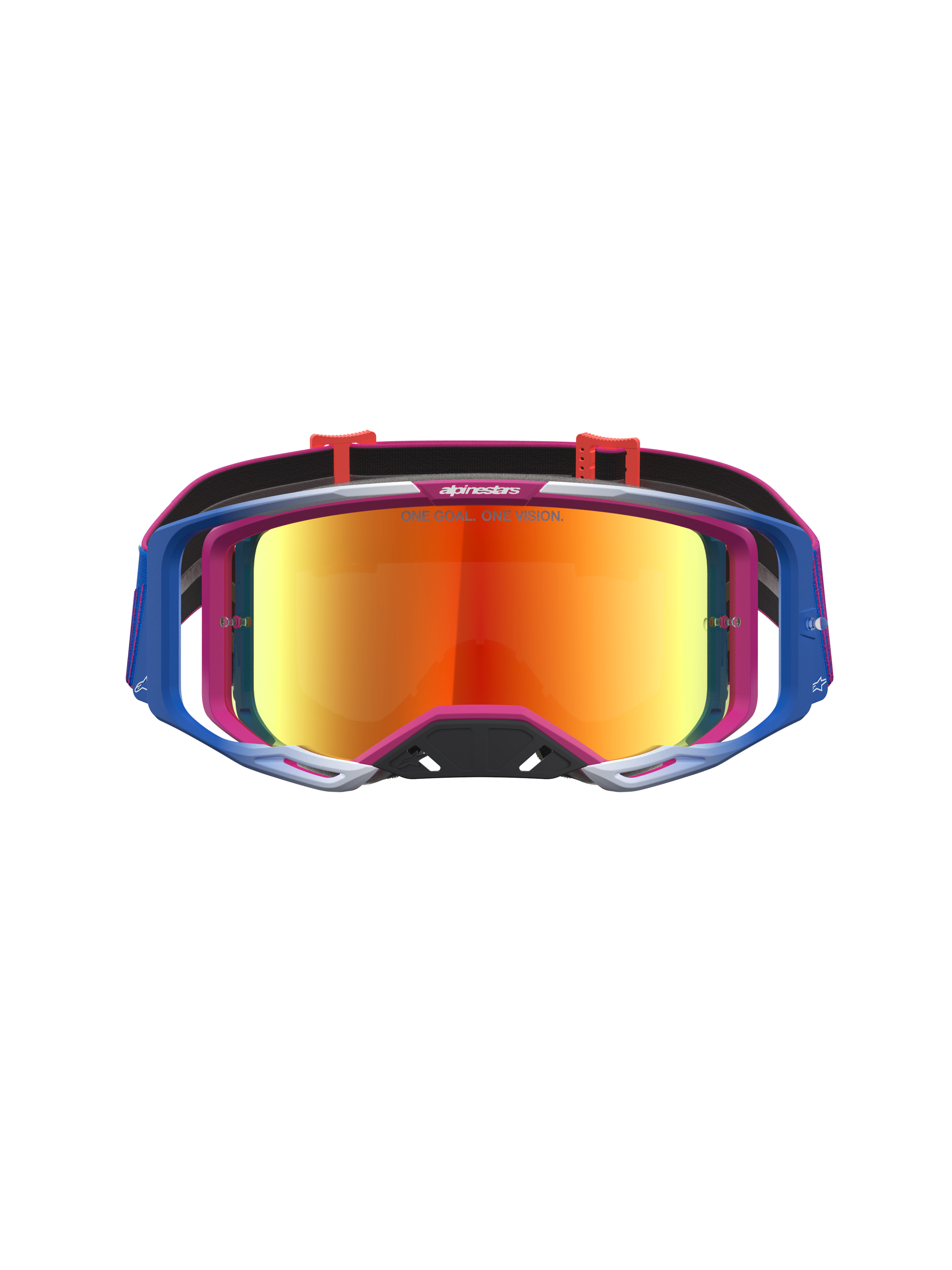 Alpinestars Vision 8 Maven, óculos de motocross, vermelhos e pretos com lente espelhada vermelha e armação A-FLEX flexível.