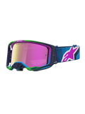 Alpinestars Vision 8 Maven, óculos de motocross azuis e verdes com lente rosa espelhada e sistema RAM-AIR.