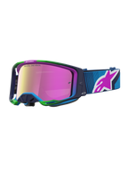 Alpinestars Vision 8 Maven, óculos de motocross azuis e verdes com lente rosa espelhada e sistema RAM-AIR.