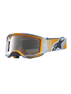Alpinestars óculos Vision 8 Maven, óculos de motocross, azul e laranja, lentes prateadas espelhadas e ventilação RAM-AIR.