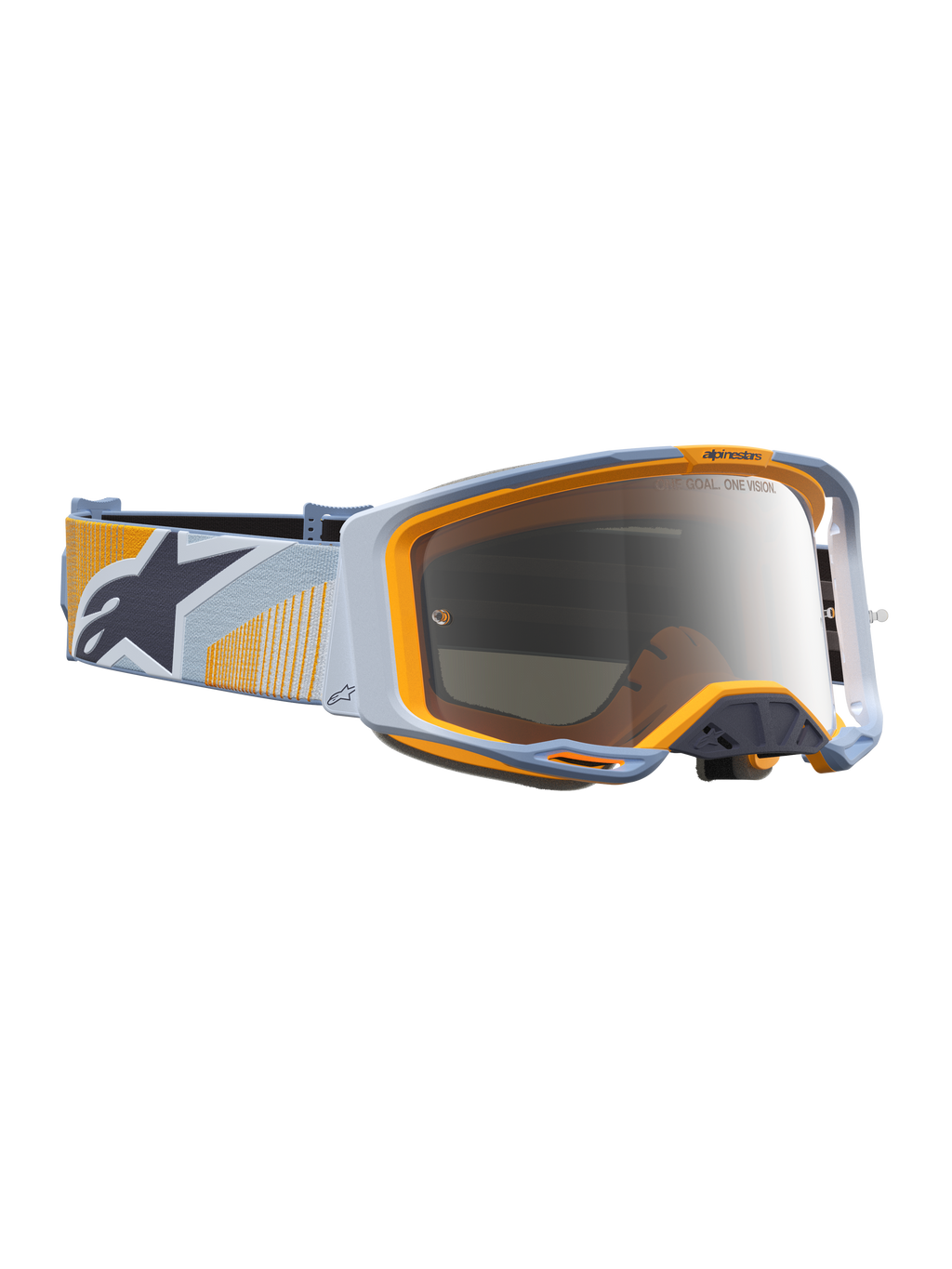 Alpinestars Vision 8 Maven, óculos de motocross e todo-o-terreno, azul e laranja, lente espelhada prateada