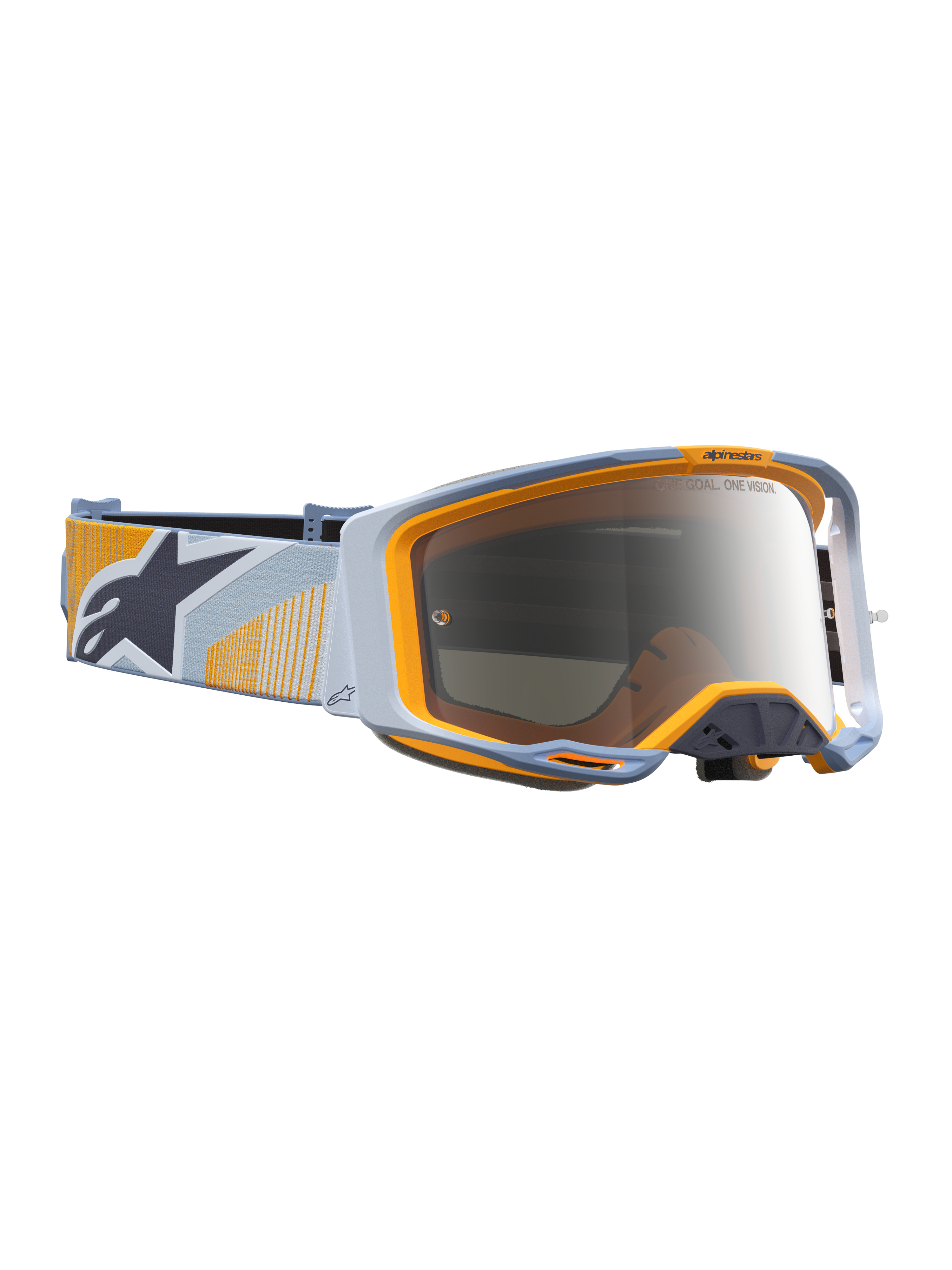 Alpinestars Vision 8 Maven, óculos de motocross e todo-o-terreno, azul e laranja, lente espelhada prateada
