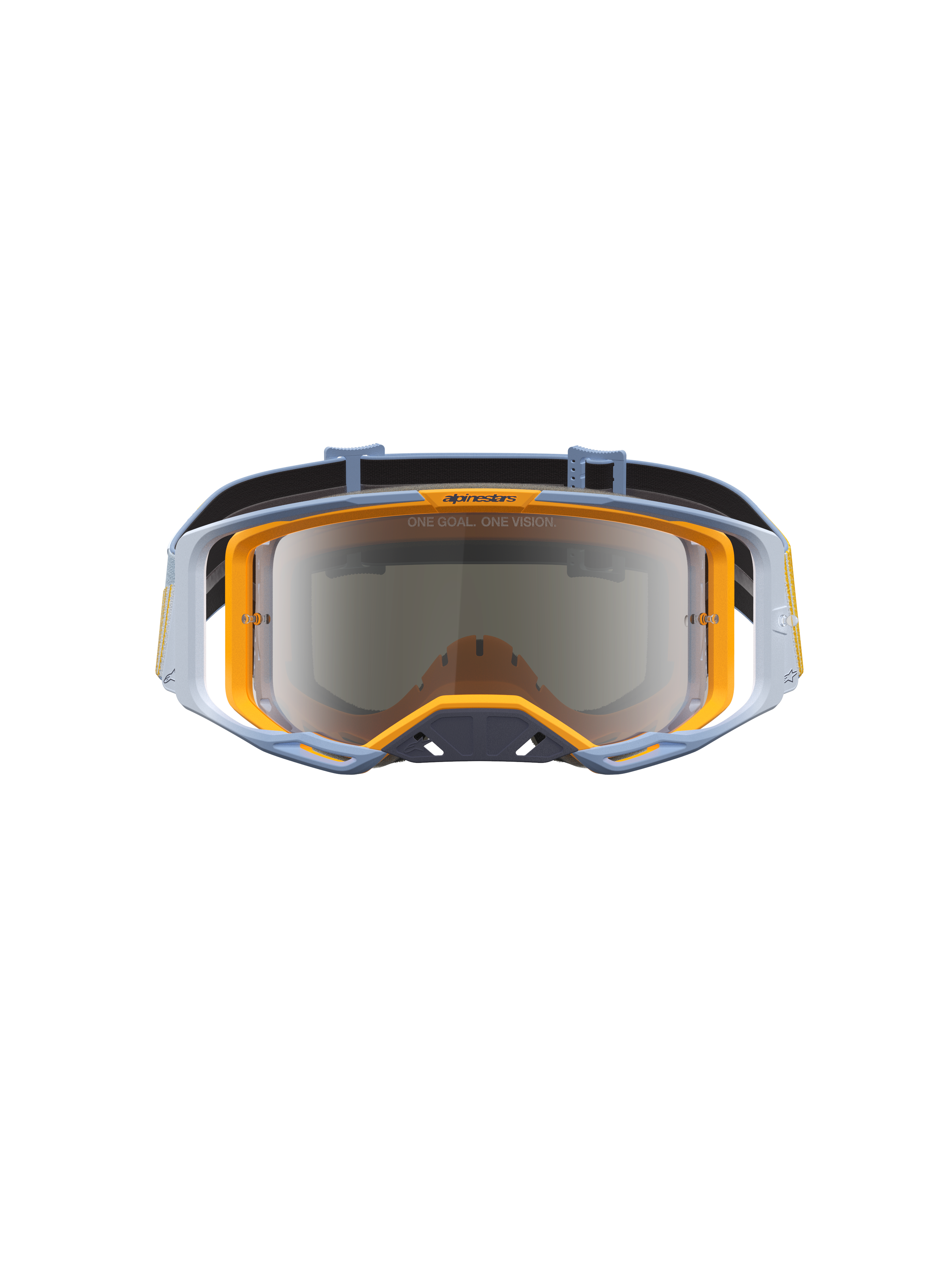 Alpinestars óculos Vision 8 Maven, óculos de motocross para corrida todo-o-terreno, azuis e laranja, lente espelhada prateada e sistema de ventilação RAM-AIR