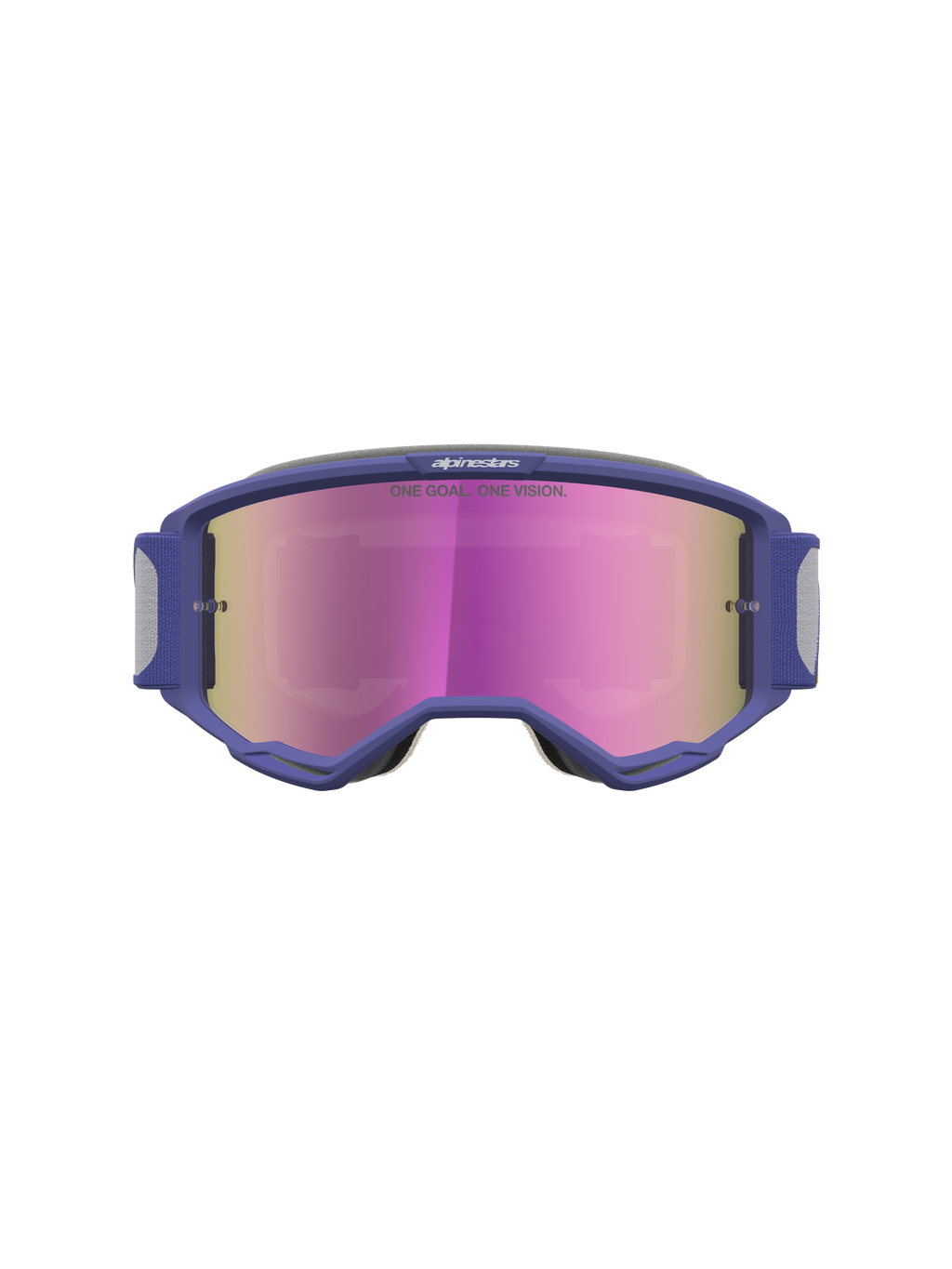 Alpinestars Vision 5 Drag, óculos de motocross roxos com lente rosa espelhada e ventilação RAM-AIR