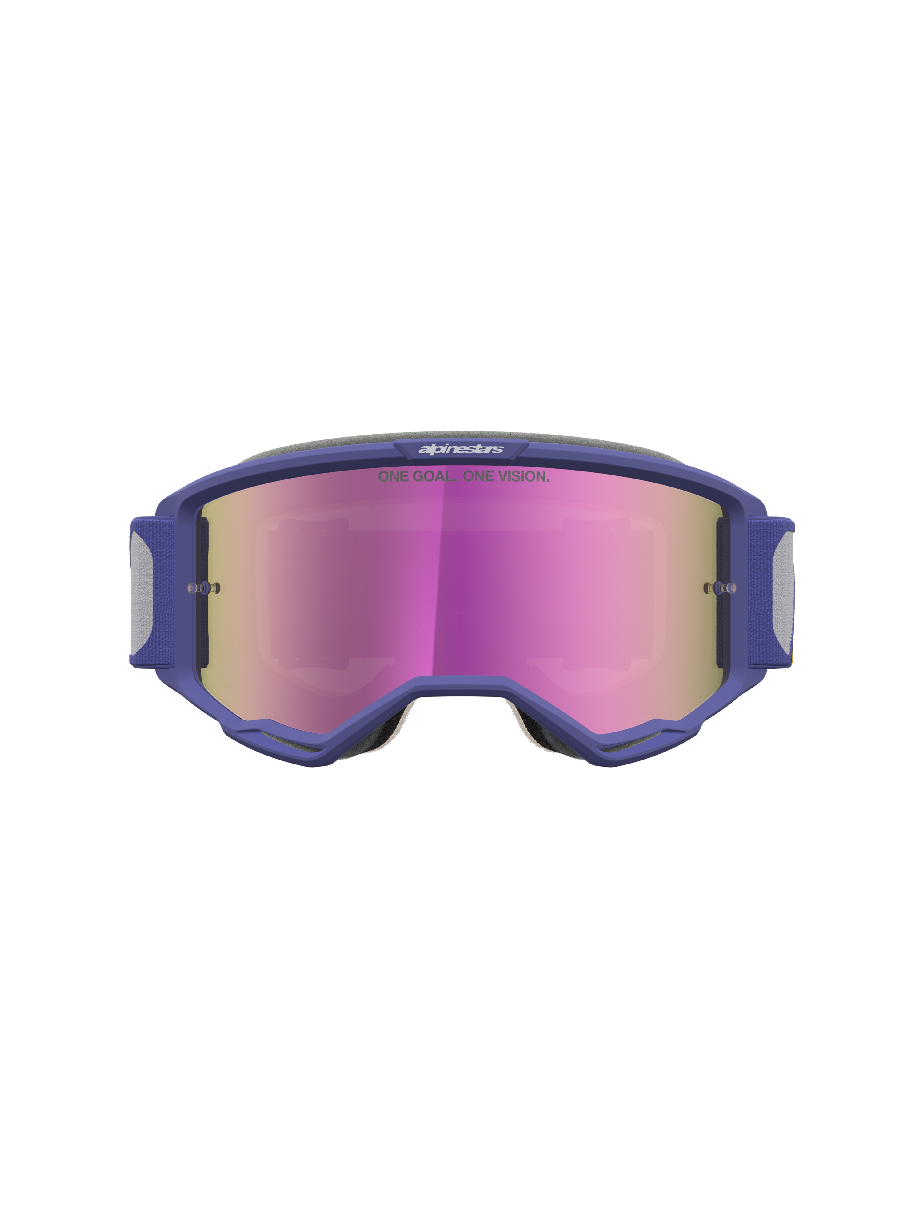 Alpinestars Vision 5 Drag, óculos de motocross roxos com lente rosa espelhada e ventilação RAM-AIR