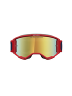 Alpinestars Vision 5 Drag, óculos de motocross vermelhos com lente espelhada dourada, armação A-FLEX e ventilação RAM-AIR.
