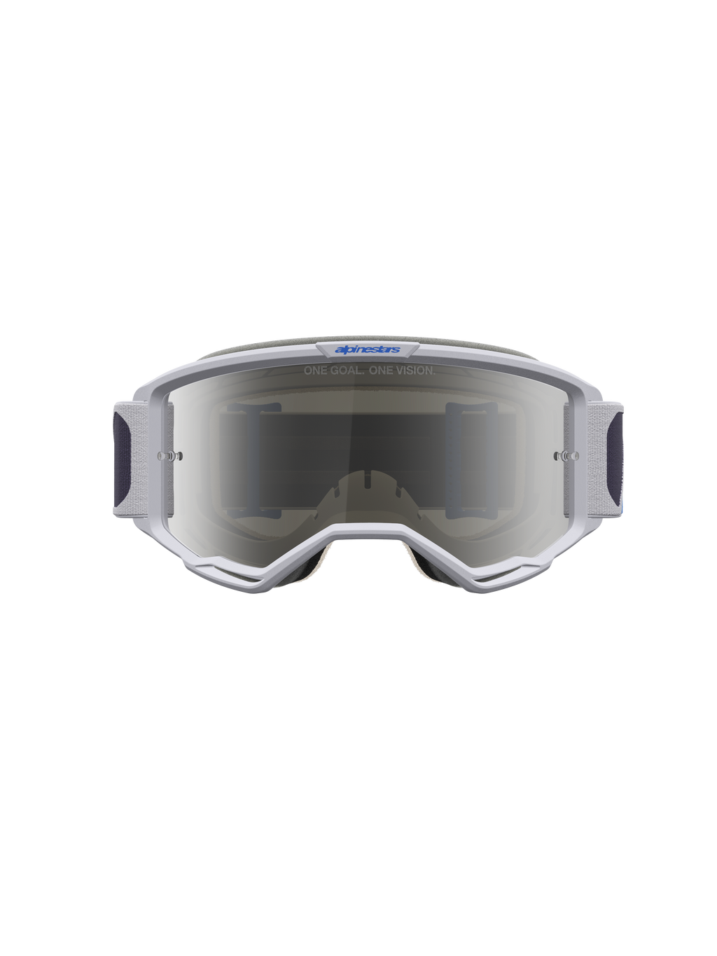 Alpinestars Vision 5 Drag, óculos de motocross para todo-o-terreno, lilás claro e azul, lente prateada espelhada, ventilação RAM-AIR e armação A-FLEX