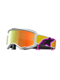 Alpinestars Vision 5 Drag, óculos de motocross off-road, lente espelhada laranja e armação branca, com ventilação RAM-AIR e estrutura A-FLEX.