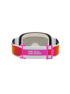 Alpinestars Vision 5 Drag, óculos de motocross, laranja e rosa, vista traseira da correia com slogan ONE GOAL. ONE VISION.