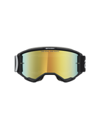 Alpinestars Vision 5 Hone, óculos de motocross pretos com lente dourada espelhada e sistema de ventilação RAM-AIR.