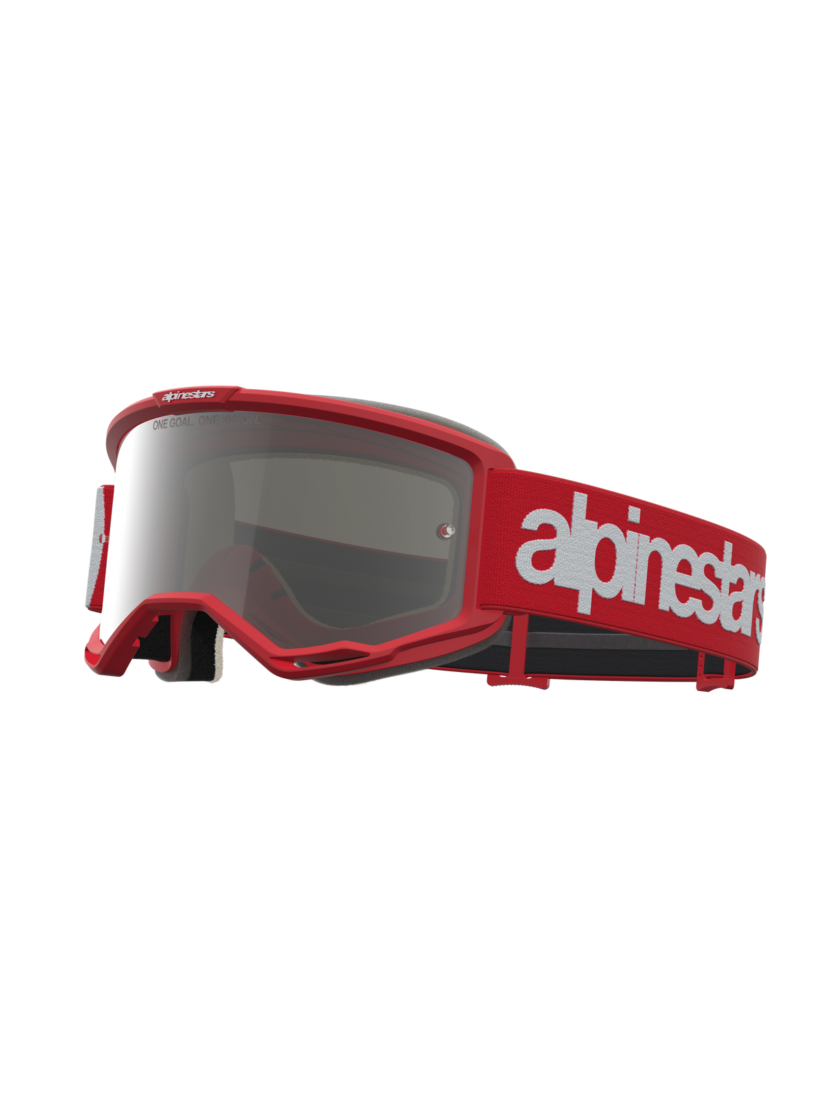 Alpinestars Vision 5 Hone Goggles for Motocross, Red and White, Mirror Silver Lens, A-FLEX frame, RAM-AIR ventilation.