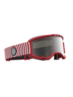Alpinestars Vision 5 Hone, óculos de motocross vermelhos e brancos, lente prateada espelhada e armação A-FLEX flexível.