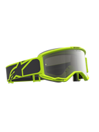 Alpinestars Vision 5 Rora, óculos de motocross pretos e amarelo fluo, com lente prateada espelhada e ventilação RAM-AIR