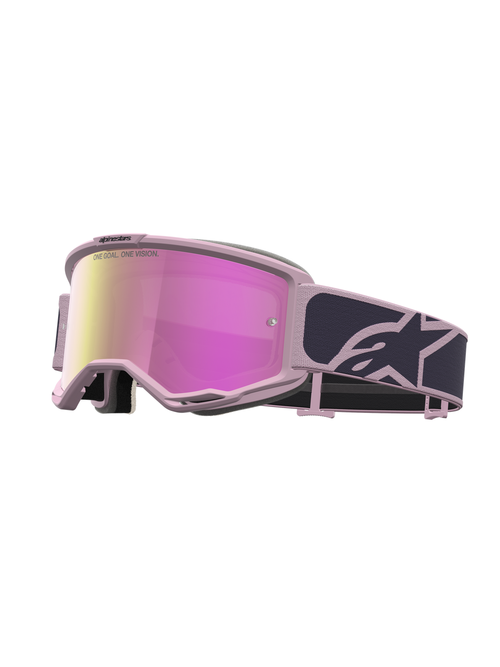Alpinestars Vision 5 Rora, óculos de motocross, cinzentos e rosa, lente espelhada e estrutura A-FLEX flexível.