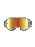 Alpinestars Vision 5 Le Fiftyfold Goggle, óculos de motocross de edição limitada, lente espelhada vermelha, armação transparente A-FLEX e fita com padrão de bandeira.
