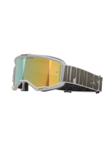 Alpinestars Vision 5 Hollow Goggles, Motocross Goggles, White frame with Wind Mirror Gold lens, gray woven strap with bold Alpinestars branding, high-performance eyewear for off-road racing