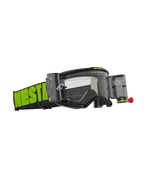 Óculos Alpinestars Vision 5 Hollow Roll Off, óculos de motocross, cinzento e amarelo fluo, lente transparente com canisters de roll-off integrados, fita tecida larga com logótipo em verde néon de destaque, armação A-FLEX e espuma facial multicamada para desempenho todo-o-terreno