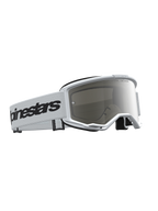 Óculos Alpinestars Vision 3 Wordmark Espelhados, para motocross, brancos e pretos, lente espelhada prateada anti-embaciamento.