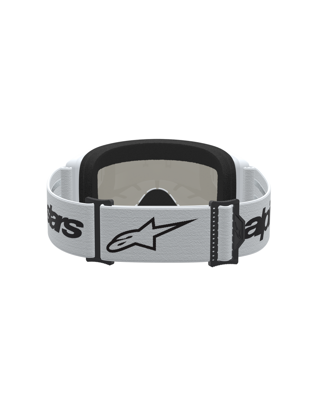 Alpinestars Vision 3 Wordmark Espelhados, óculos de motocross brancos e pretos, fita com logótipo e espuma facial macia.
