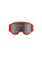 Alpinestars Vision 3 Wordmark Goggles, óculos de motocross, armação vermelha com lente espelhada prateada, vista frontal com o texto 'ONE GOAL. ONE VISION.' na lente e correia larga vermelha