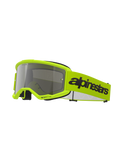 Alpinestars Vision 3 Wordmark Goggles, óculos de motocross, amarelo néon e espelhado prateado, com armação e correia amarelo vibrante e logótipo Alpinestars preto, proteção ocular de alta performance para corridas fora de estrada