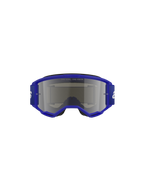 Alpinestars Vision 3 Wordmark Goggles, óculos de motocross, azul e prateado espelhado, com armação azul vibrante e correia larga com logótipo branco, lente espelhada prateada com o texto 'ONE GOAL. ONE VISION.', equipamento de proteção profissional para todo-o-terreno