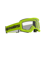 Alpinestars Vision 3 Wordmark Goggles, óculos de motocross, amarelo fluo com lente transparente, fita larga em amarelo fluo com logótipo Alpinestars a preto, armação leve A-FLEX com ventilação RAM-AIR, proteção ocular de alto desempenho para off-road